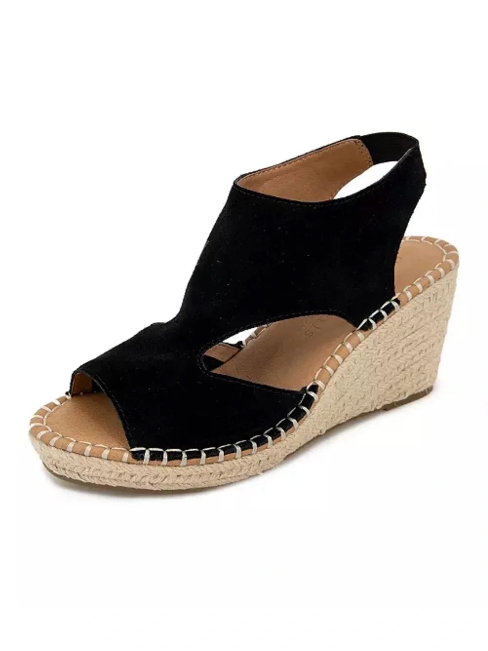 Gentle Souls Black Suede Espadrille Wedge Sandals | Comfort Platform | Size 11M